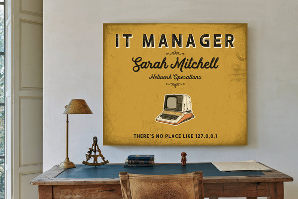 Personalized IT Manager Sign, There's No Place Like 127.0.0.1, Mustard & Black, image 2