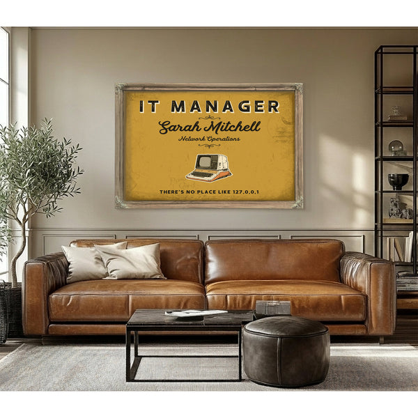 Personalized IT Manager Sign, There's No Place Like 127.0.0.1, Mustard & Black, image 3