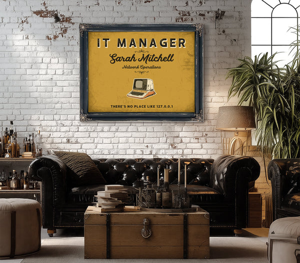 Personalized IT Manager Sign, There's No Place Like 127.0.0.1, Mustard & Black, image 18