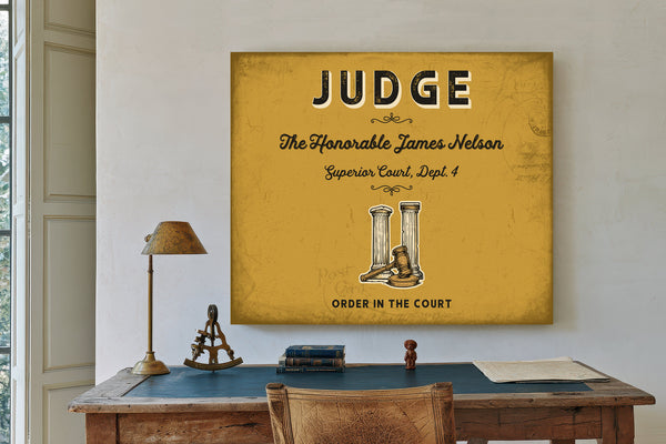 Personalized Judge Sign, Order in the Court, Mustard & Black, image 2