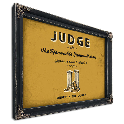 Personalized Judge Sign, Order in the Court, Mustard & Black, image 1