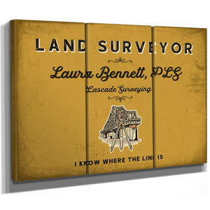 Personalized Land Surveyor Sign, I Know Where the Line Is, Mustard & Black, image 14