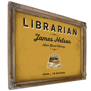 Personalized Librarian Sign, Shhh... I'm Reading, Mustard & Black, image 6