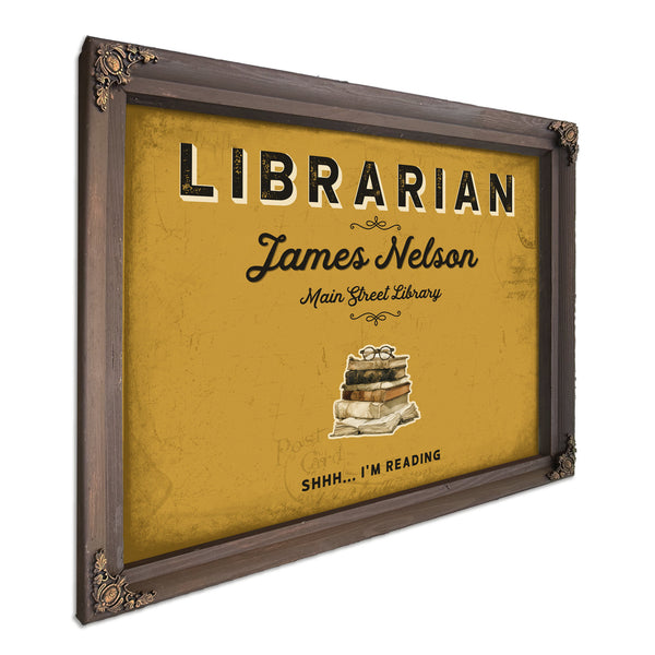 Personalized Librarian Sign, Shhh... I'm Reading, Mustard & Black, image 7