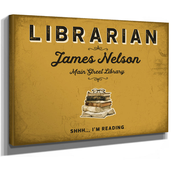 Personalized Librarian Sign, Shhh... I'm Reading, Mustard & Black, image 8