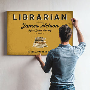 Personalized Librarian Sign, Shhh... I'm Reading, Mustard & Black, image 9