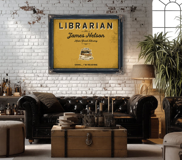 Personalized Librarian Sign, Shhh... I'm Reading, Mustard & Black, image 18