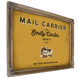 Personalized Mail Carrier Sign, Neither Snow Nor Rain, Mustard & Black, image 6