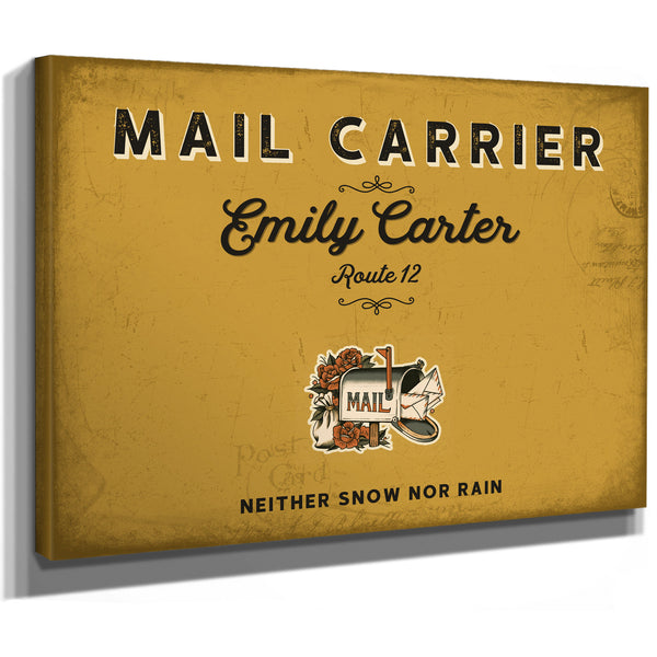 Personalized Mail Carrier Sign, Neither Snow Nor Rain, Mustard & Black, image 8
