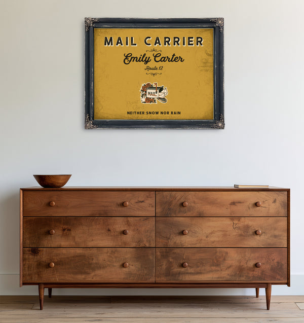 Personalized Mail Carrier Sign, Neither Snow Nor Rain, Mustard & Black, image 19