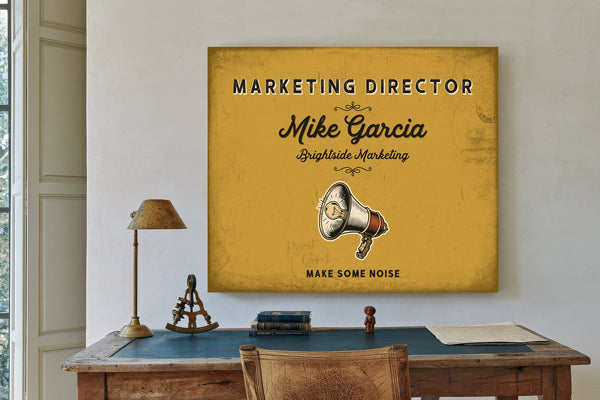 Personalized Marketing Director Sign, Make Some Noise, Mustard & Black, image 2