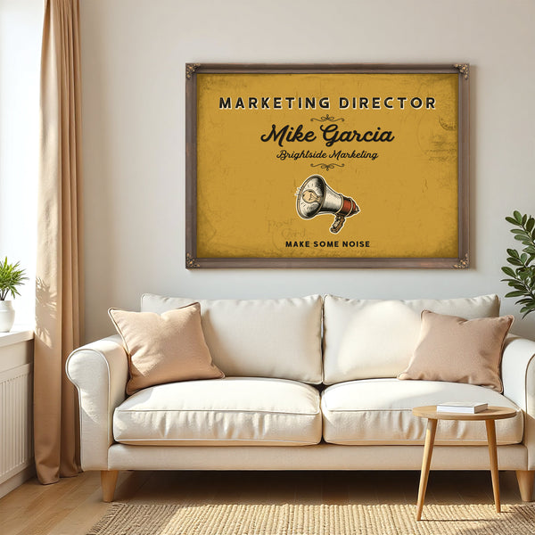 Personalized Marketing Director Sign, Make Some Noise, Mustard & Black, image 5