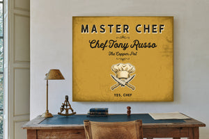 Personalized Master Chef Sign, Yes, Chef, Mustard & Black, image 2