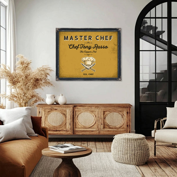 Personalized Master Chef Sign, Yes, Chef, Mustard & Black, image 4