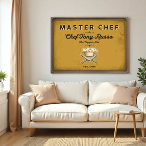 Personalized Master Chef Sign, Yes, Chef, Mustard & Black, image 5