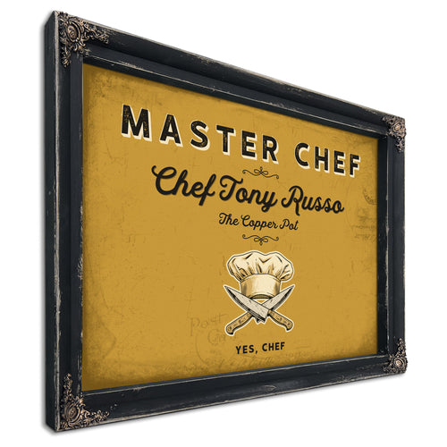 Personalized Master Chef Sign, Yes, Chef, Mustard & Black, image 1