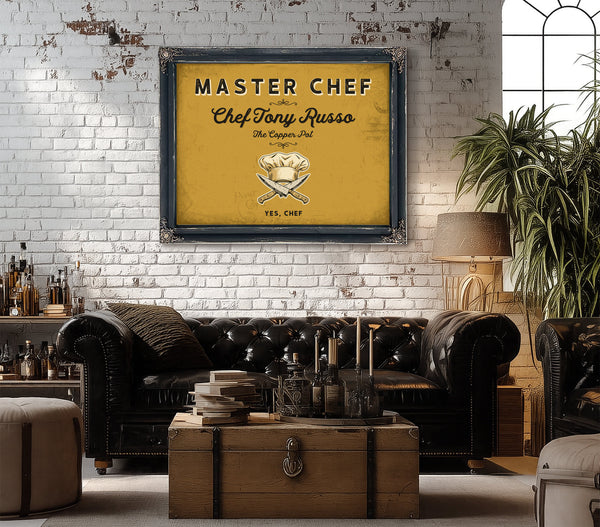 Personalized Master Chef Sign, Yes, Chef, Mustard & Black, image 18