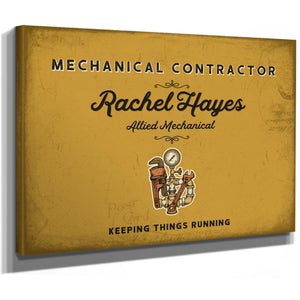 Personalized Mechanical Contractor Sign, Keeping Things Running, Mustard & Black, image 8