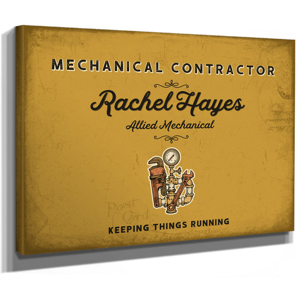 Personalized Mechanical Contractor Sign, Keeping Things Running, Mustard & Black, image 8