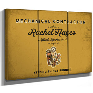 Personalized Mechanical Contractor Sign, Keeping Things Running, Mustard & Black, image 14