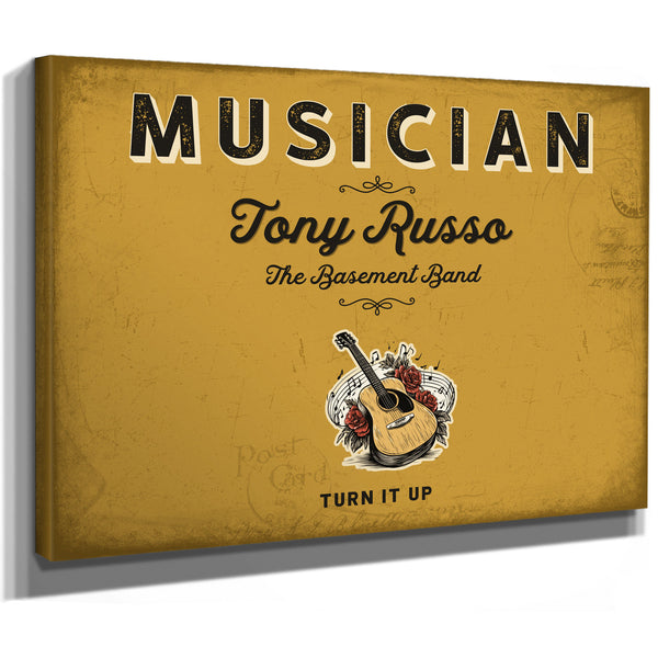Personalized Musician Sign, Turn It Up, Mustard & Black, image 8