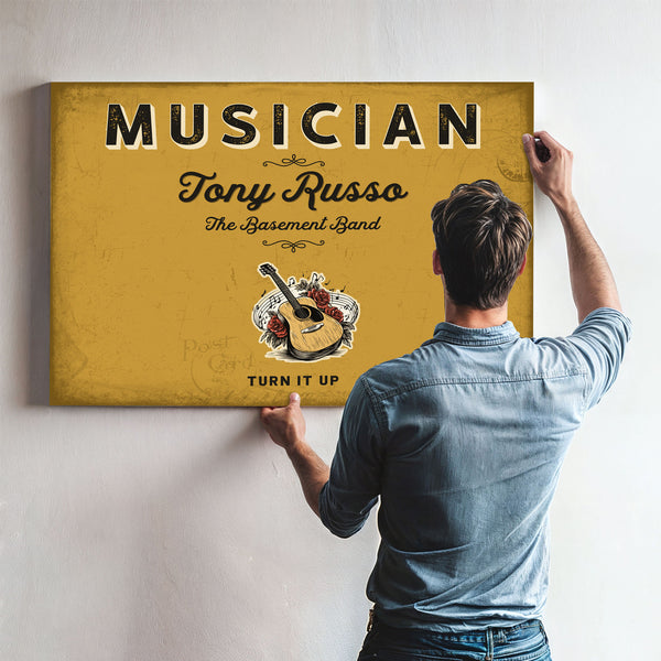 Personalized Musician Sign, Turn It Up, Mustard & Black, image 9