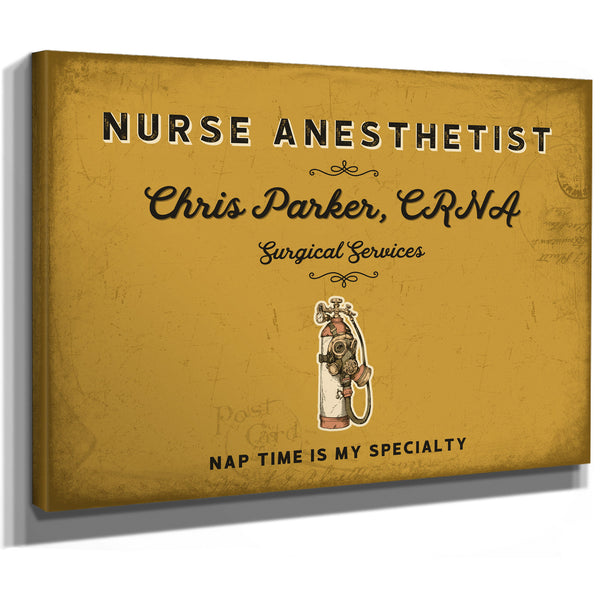 Personalized Nurse Anesthetist Sign, Nap Time Is My Specialty, Mustard & Black, image 8