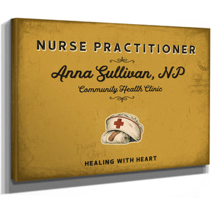 Personalized Nurse Practitioner Sign, Healing With Heart, Mustard & Black, image 8