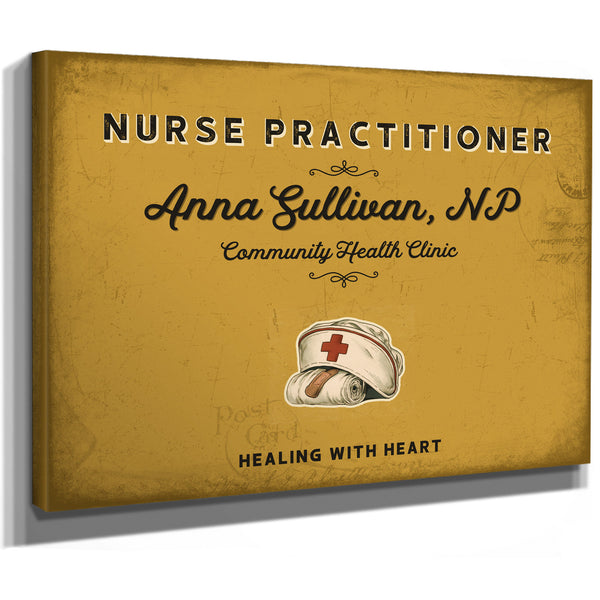Personalized Nurse Practitioner Sign, Healing With Heart, Mustard & Black, image 8