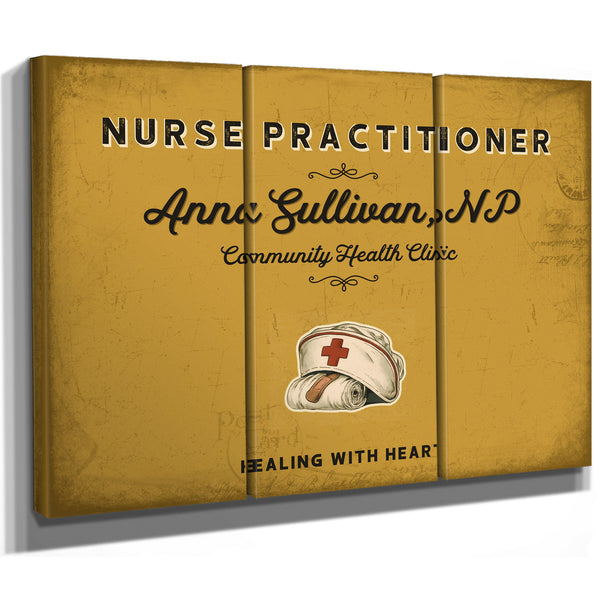 Personalized Nurse Practitioner Sign, Healing With Heart, Mustard & Black, image 14