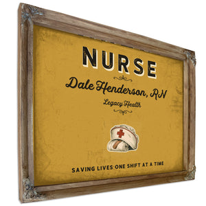 Personalized Nurse Sign, Saving Lives One Shift at a Time, Mustard & Black, image 6