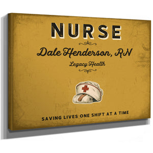 Personalized Nurse Sign, Saving Lives One Shift at a Time, Mustard & Black, image 8