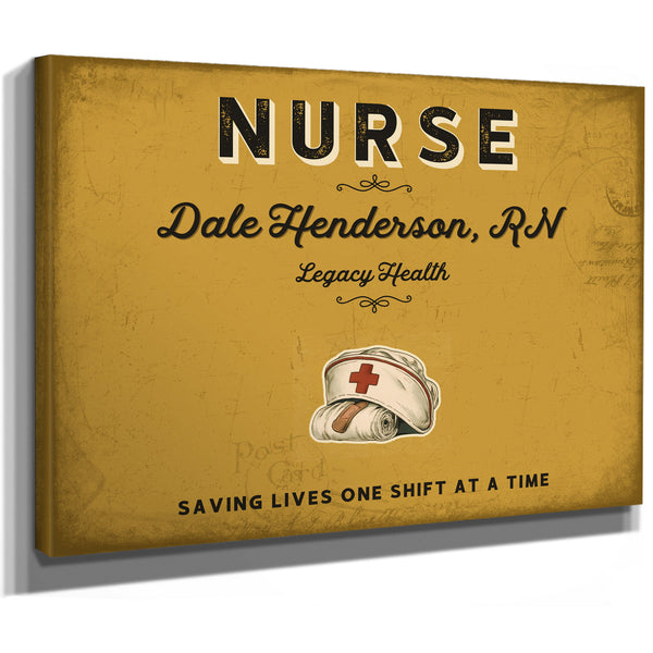 Personalized Nurse Sign, Saving Lives One Shift at a Time, Mustard & Black, image 8