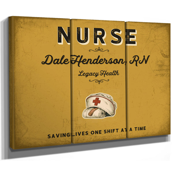 Personalized Nurse Sign, Saving Lives One Shift at a Time, Mustard & Black, image 14