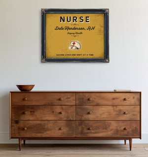 Personalized Nurse Sign, Saving Lives One Shift at a Time, Mustard & Black, image 19