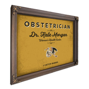 Personalized Obstetrician Sign, I Catch Babies, Mustard & Black, image 7