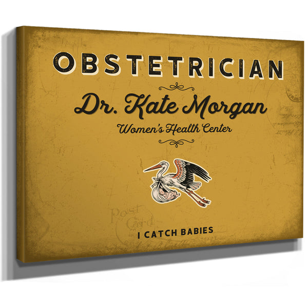 Personalized Obstetrician Sign, I Catch Babies, Mustard & Black, image 8