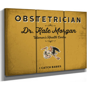 Personalized Obstetrician Sign, I Catch Babies, Mustard & Black, image 14