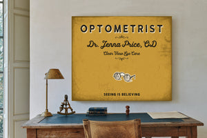 Personalized Optometrist Sign, Seeing Is Believing, Mustard & Black, image 2