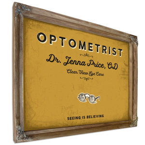 Personalized Optometrist Sign, Seeing Is Believing, Mustard & Black, image 6