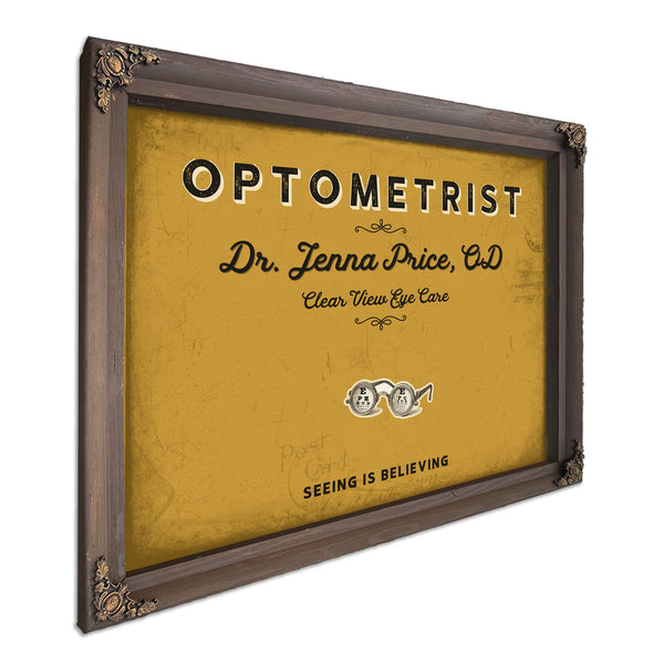 Personalized Optometrist Sign, Seeing Is Believing, Mustard & Black, image 7