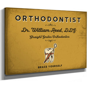 Personalized Orthodontist Sign, Brace Yourself, Mustard & Black, image 8