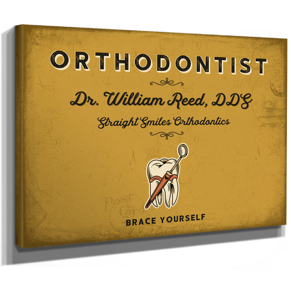 Personalized Orthodontist Sign, Brace Yourself, Mustard & Black, image 8