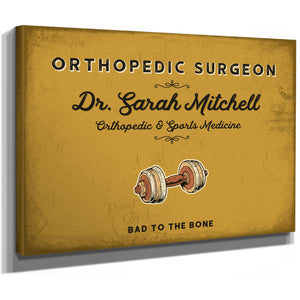 Personalized Orthopedic Surgeon Sign, Bad to the Bone, Mustard & Black, image 8
