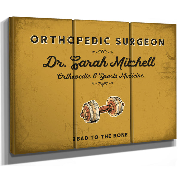 Personalized Orthopedic Surgeon Sign, Bad to the Bone, Mustard & Black, image 14