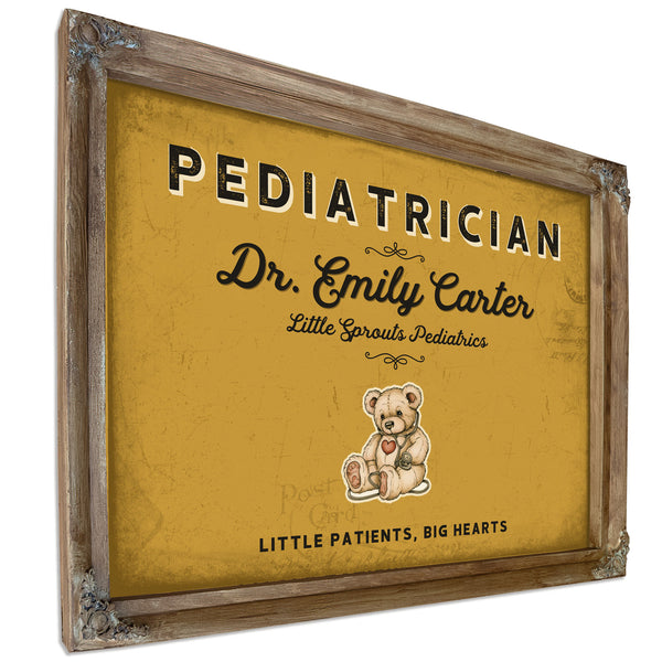 Personalized Pediatrician Sign, Little Patients, Big Hearts, Mustard & Black, image 6