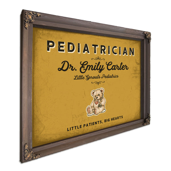 Personalized Pediatrician Sign, Little Patients, Big Hearts, Mustard & Black, image 7