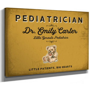 Personalized Pediatrician Sign, Little Patients, Big Hearts, Mustard & Black, image 8