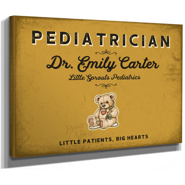 Personalized Pediatrician Sign, Little Patients, Big Hearts, Mustard & Black, image 8