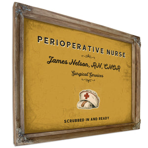 Personalized Perioperative Nurse Sign, Scrubbed In and Ready, Mustard & Black, image 6